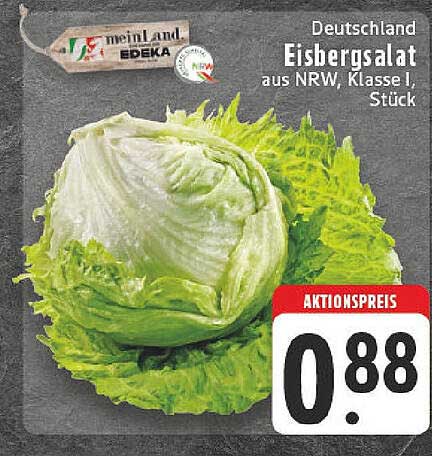 Deutschland Eisbergsalat aus NRW, Klasse I, Stück