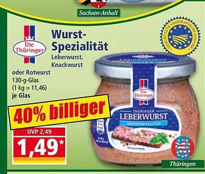 Die Thüringer Wurst-Spezialität - Leberwurst oder Rotwurst im 130-g-Glas