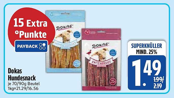 Dokas Hundesnack - Entenrust, je 70/90g Beutel