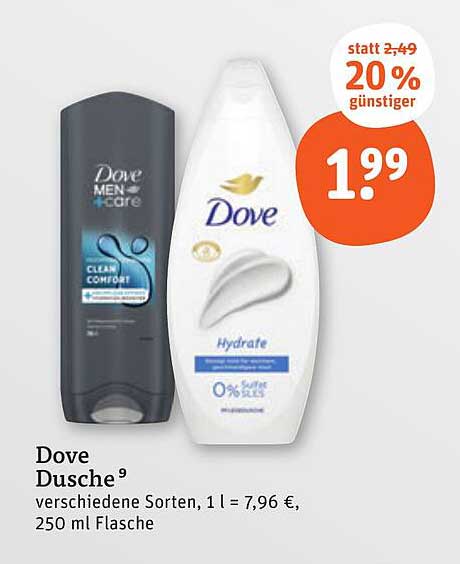 Dove Dusche – verschiedene Sorten, 250 ml Flasche