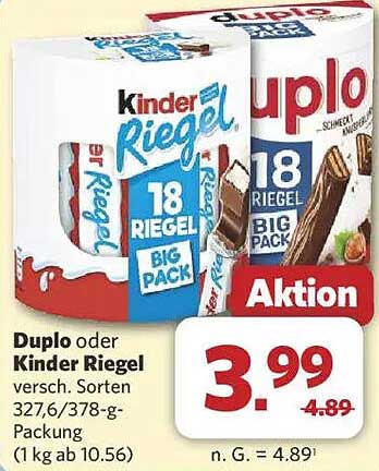 Duplo oder Kinder Riegel - 18 Riegel Big Pack