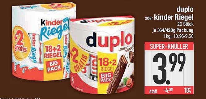 duplo oder kinder Riegel - 20 Stück