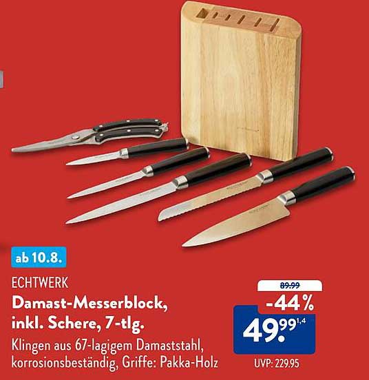 Echtwerk Damast-Messerblock, inkl. Schere, 7-tlg.