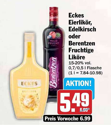 Eckes Eierlikör, Edelkirsch oder Berentzen Fruchtige Liköre