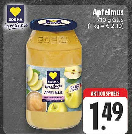 Edeka Apfelmus 710 g – Herzstücke