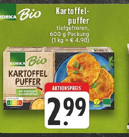 EDEKA Bio Kartoffelpuffer - 600 g Packung, tiefgefroren