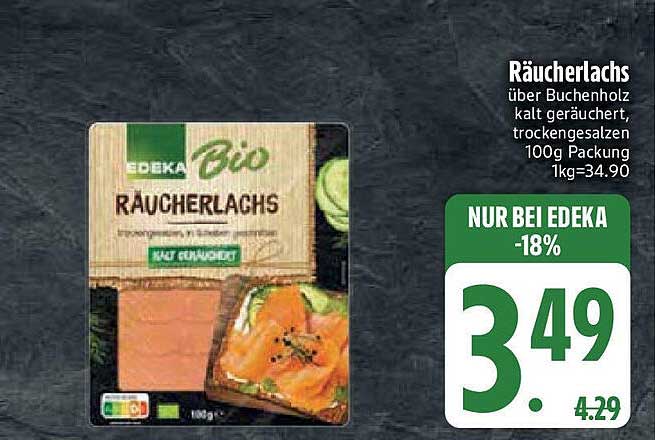 EDEKA Bio Räucherlachs über Buchenholz kalt geräuchert 100g