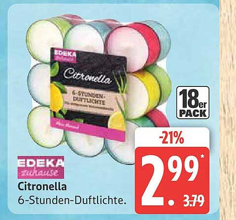EDEKA Citronella 6-Stunden-Duftlichter 18er Pack
