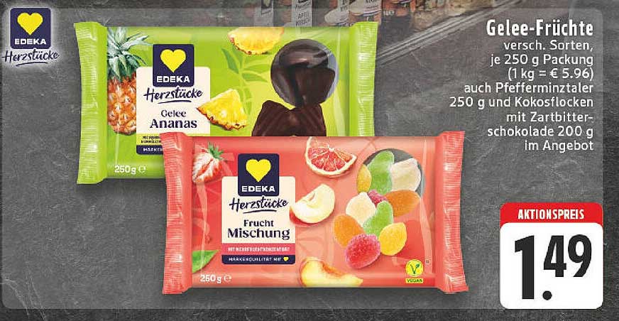 EDEKA Herzstücke Gelee-Früchte (versch. Sorten) 250 g Packung