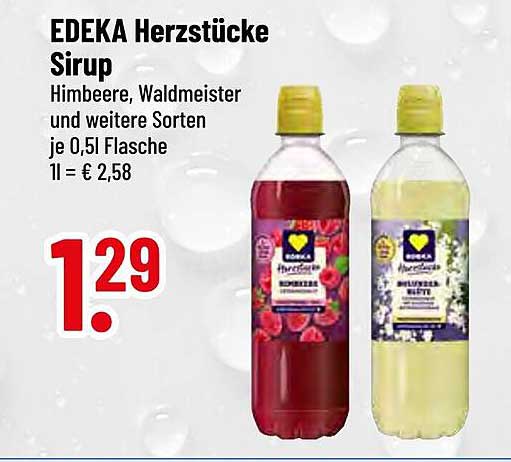 EDEKA Herzstücke Sirup Himbeere, Waldmeister und weitere Sorten je 0,5l Flasche