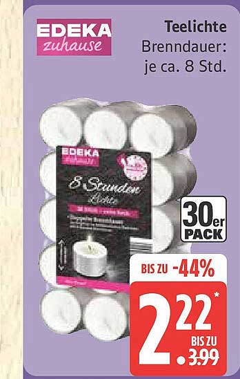 EDEKA Teelichte 30er Pack – Brenndauer: ca. 8 Std.