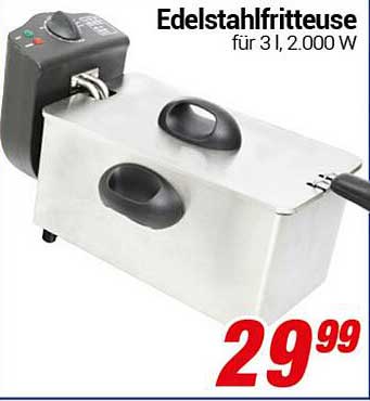 Edelstahlfritteuse für 3 l, 2.000 W