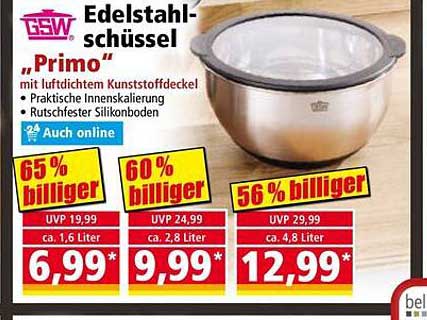 Edelstahlschüssel "Primo" mit luftdichtem Kunststoffdeckel