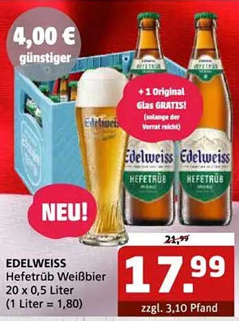 EDELWEISS Hefeweißbier 20 x 0,5 Liter - Jetzt zum Sonderpreis!