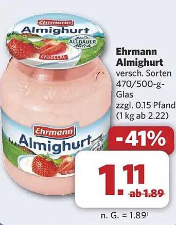 Ehrmann Almighurt - verschiedene Sorten 470/500-g-Glas