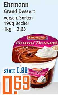 Ehrmann Grand Dessert – verschiedene Sorten im 190 g Becher