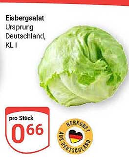 Eisbergsalat Ursprung Deutschland, KL I