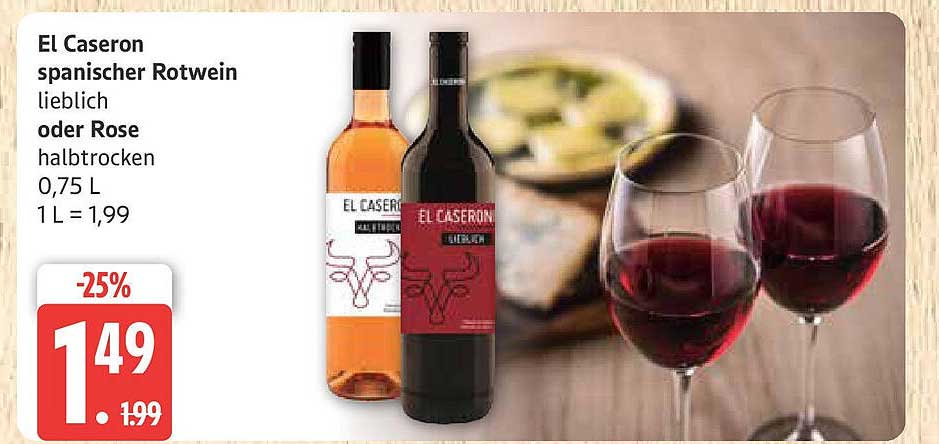 El Caseron spanischer Rotwein lieblich oder Rose halbtrocken 0,75 L