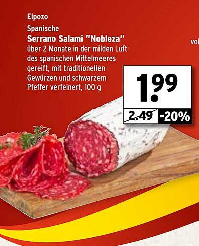 El Pozo Serrano Salami "Nobleza", 100 g