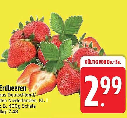 Erdbeeren aus Deutschland/Niederlanden, Kl. I - 400g Schale
