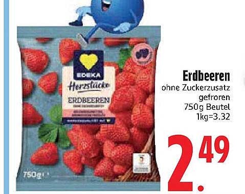 Erdbeeren ohne Zuckerzusatz - 750g Beutel