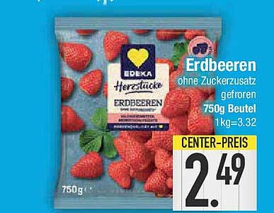 Erdbeeren ohne Zuckerzusatz, gefroren – 750g Beutel