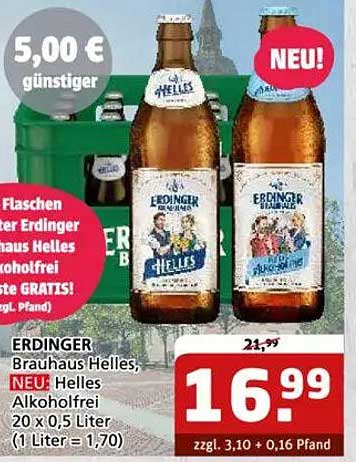 ERDINGER Brauhaus Helles, NEU: Helles Alkoholfrei 20 x 0,5 Liter