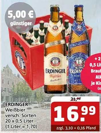 ERDINGER Weißbier verschieden Sorten 20 x 0,5 Liter