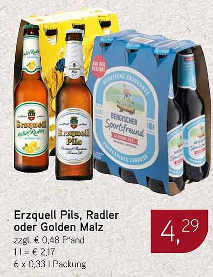 Erzquell Pils, Radler oder Golden Malz