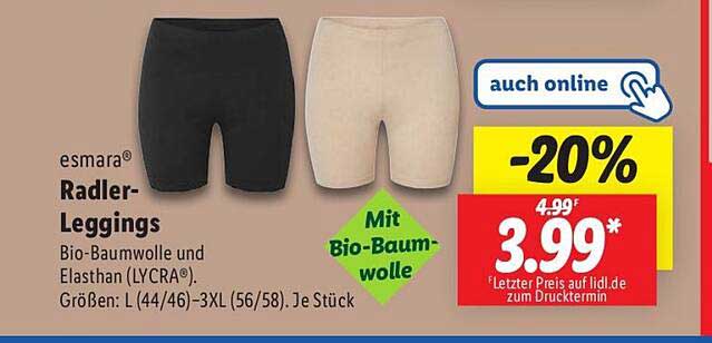 esmará® Radler-Leggings in Bio-Baumwolle und Elasthan (LYCRA®)