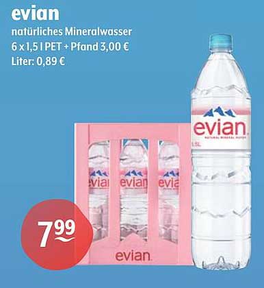 evian natürliches Mineralwasser 6 x 1,5 l PET