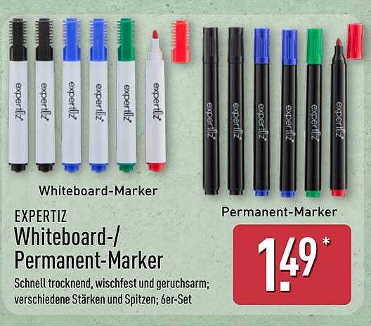 EXPERTIZ Whiteboard-/Permanent-Marker 6er-Set