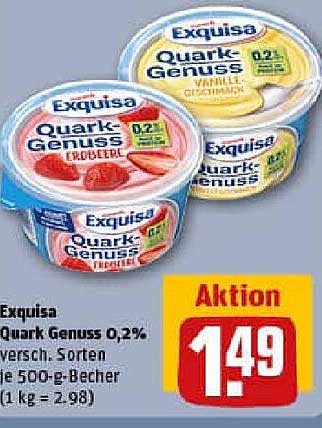 Exquisa Quark Genuss 0,2% - Verschiedene Sorten