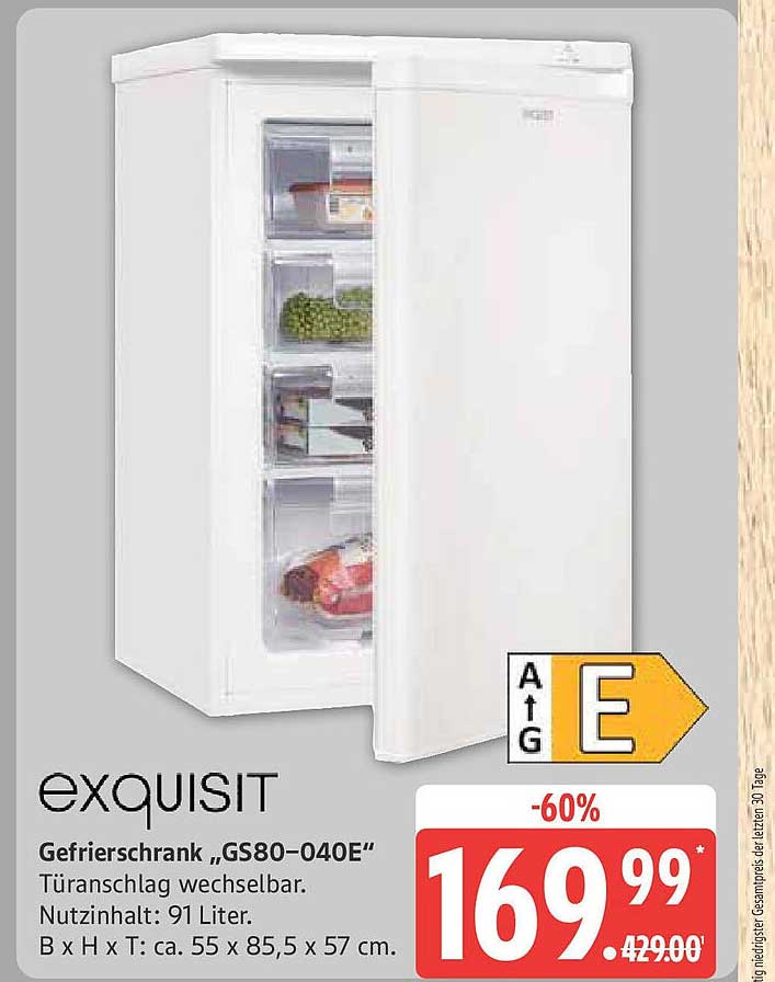 exquisit Gefrierschrank "GS80–040E"