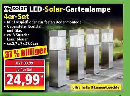 ezsolar LED-Solar-Gartenlampe 4er-Set