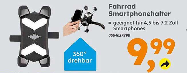 Fahrrad Smartphonehalter – geeignet für 4,5 bis 7,2 Zoll Smartphones