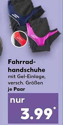 Fahrradhandschuhe mit Gel-Einlage, verschied. Größen, je Paar