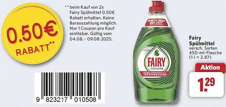 Fairy Spülmittel 450 ml - nur 1,29 €