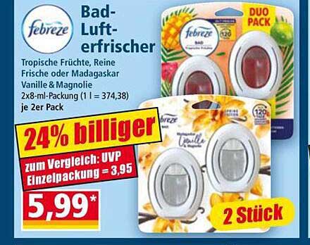 Febreze Bad-Lufterfrischer 2x8-ml-Packung