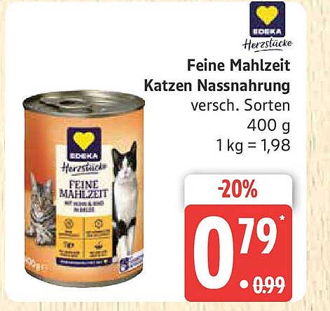 Feine Mahlzeit Katzen Nassnahrung verschiedene Sorten, 400 g