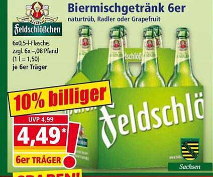 Feldschlößchen Biermischgetränk 6er - naturtrüb, Radler oder Grapefruit