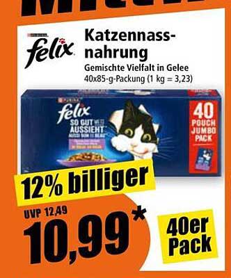 Felix Katzennassnahrung 40er Pack - Gemischte Vielfalt in Gelee
