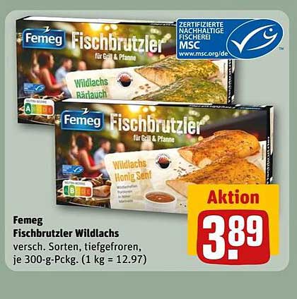 Femeg Fischbrutzler Wildlachs - verschieden Sorten, tiefgefroren, je 300-g-Pckg.