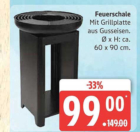 Feuerschale mit Grillplatte aus Gusseisen