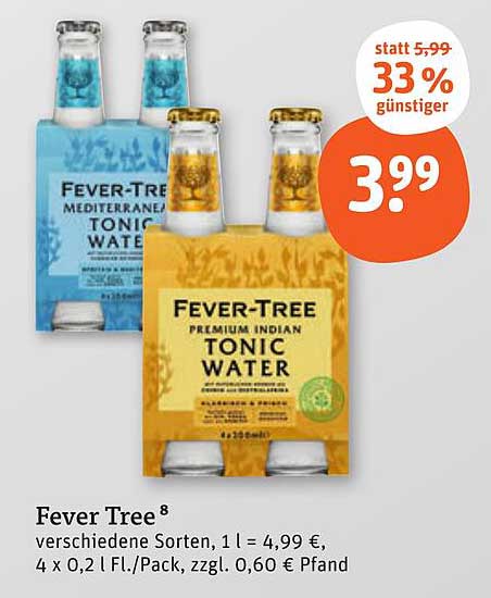 Fever Tree Tonic Water 4 x 0,2 l – Premium Genuss für jeden Anlass