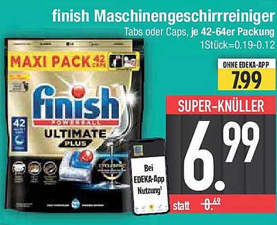 finish Maschinengeschirrreiniger Tabs oder Caps, je 42-64er Packung