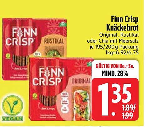 Finn Crisp Knäckebrot - Original, Rustikal oder Chia mit Meersalz je 195/200g Packung