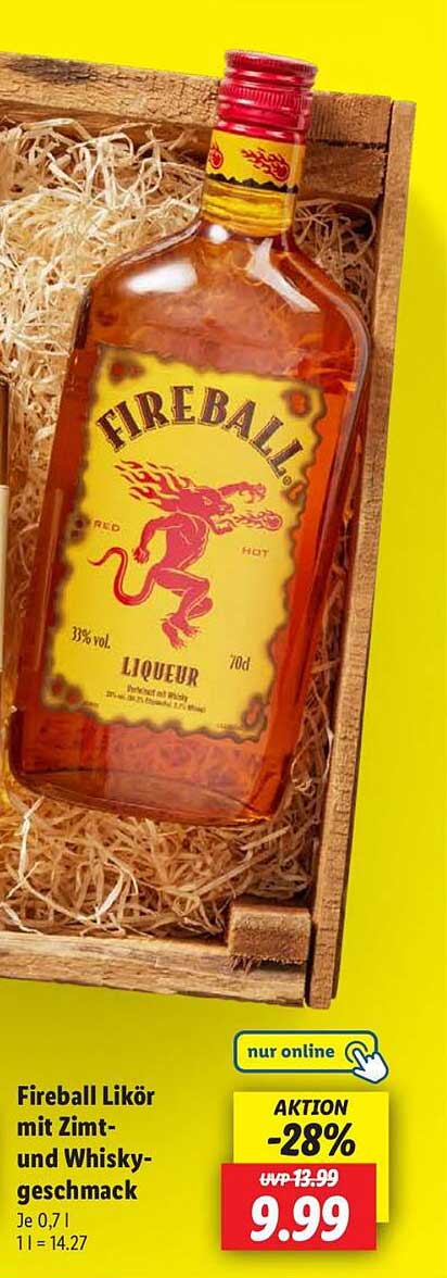 Fireball Likör mit Zimt- und Whiskygschmack