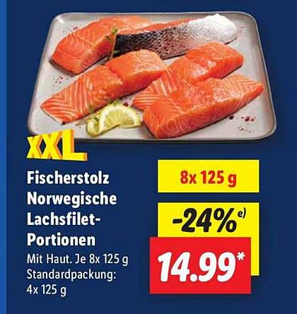 Fischerstolz Norwegische Lachsfilet-Portionen 8x125 g