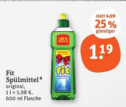 Fit Spülmittel 600 ml Flasche